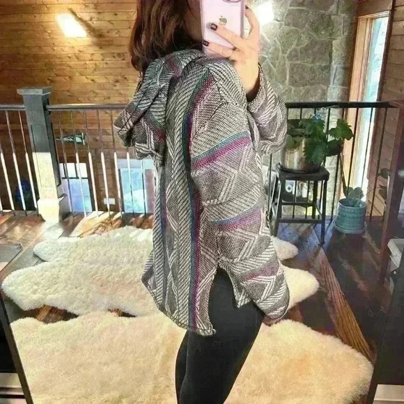 MEXICAN PONCHO Super Soft Hooded Beach Surfer Relaxed Fit Women Small - Picture 4 of 9